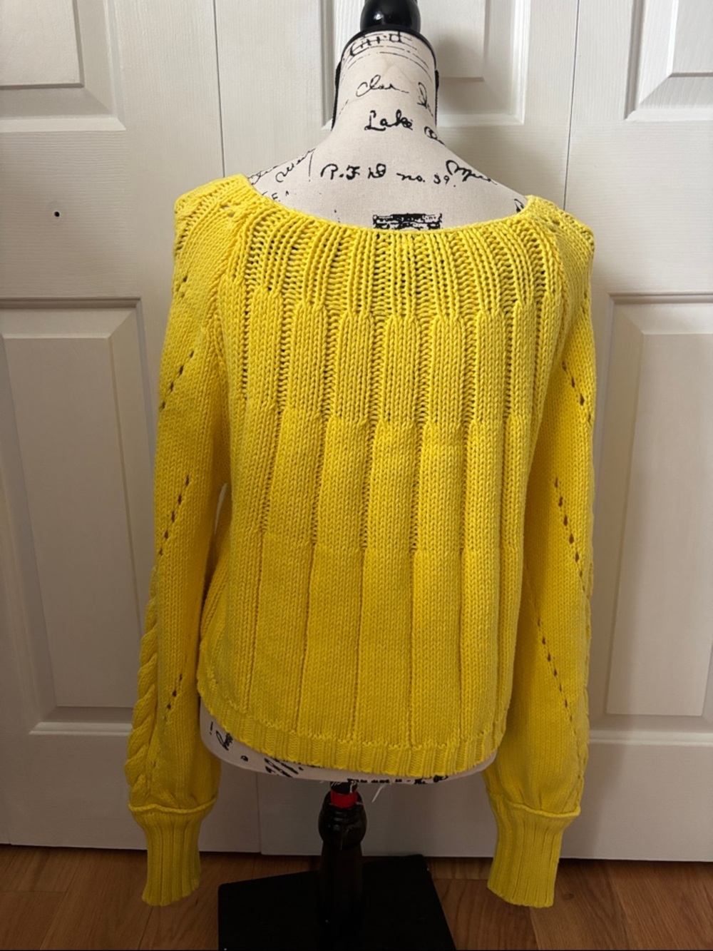 Anthropologie Free People Sandre bright yellow chunky knit sweater sz small - Picture 8 of 11